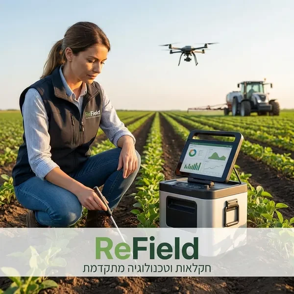 ציוד לבדיקת איכות קרקע בשדה חקלאי